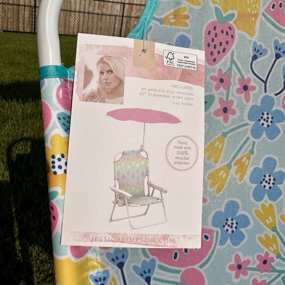 JESSICA SIMPSON Beach Chair 3-6 Years Refreshing Summer Foldable Umbrella Cup - Picture 7 of 7